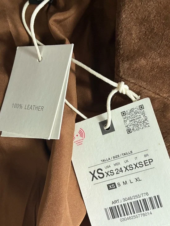 Zara NWT 100% leather long jacket 3046/255 - Picture 15 of 15